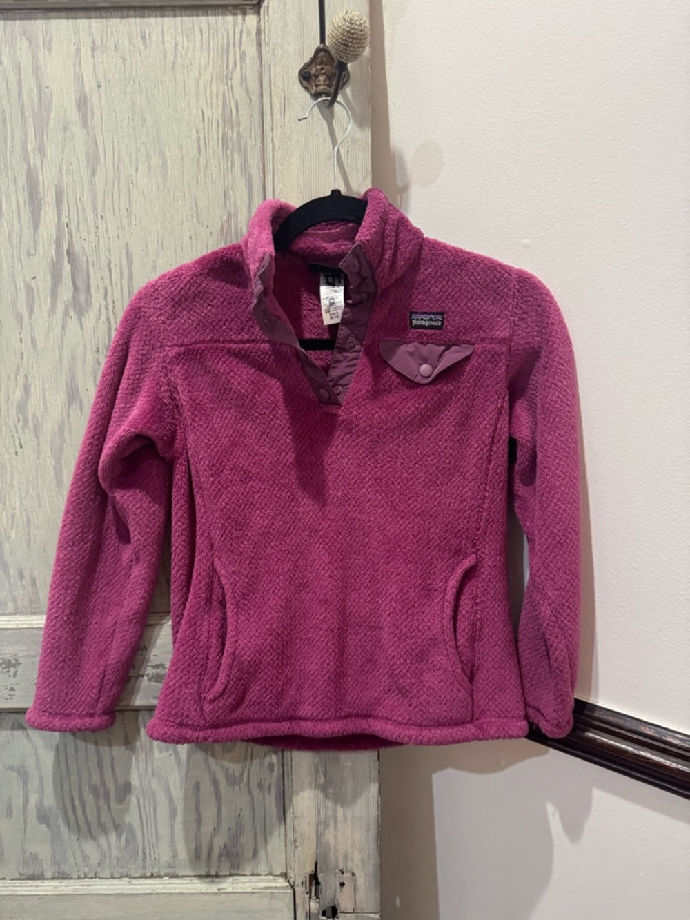 Patagonia Girls Synchilla Pullover Purple Pink Snap Mock Sweater Size 10 Medium